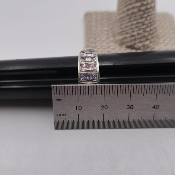 Size 9.25 Sterling Silver Beautiful Cubic Zirconia Gems Band Ring A2693 - Picture 8 of 9